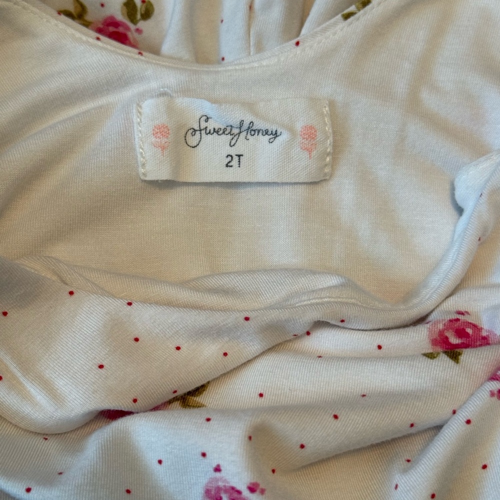 SweetHoney White Romper with Pink Floral Design - Picture 2 of 4